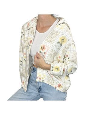 Vintage Alfred Dunner cream floral bomber jacket 16P